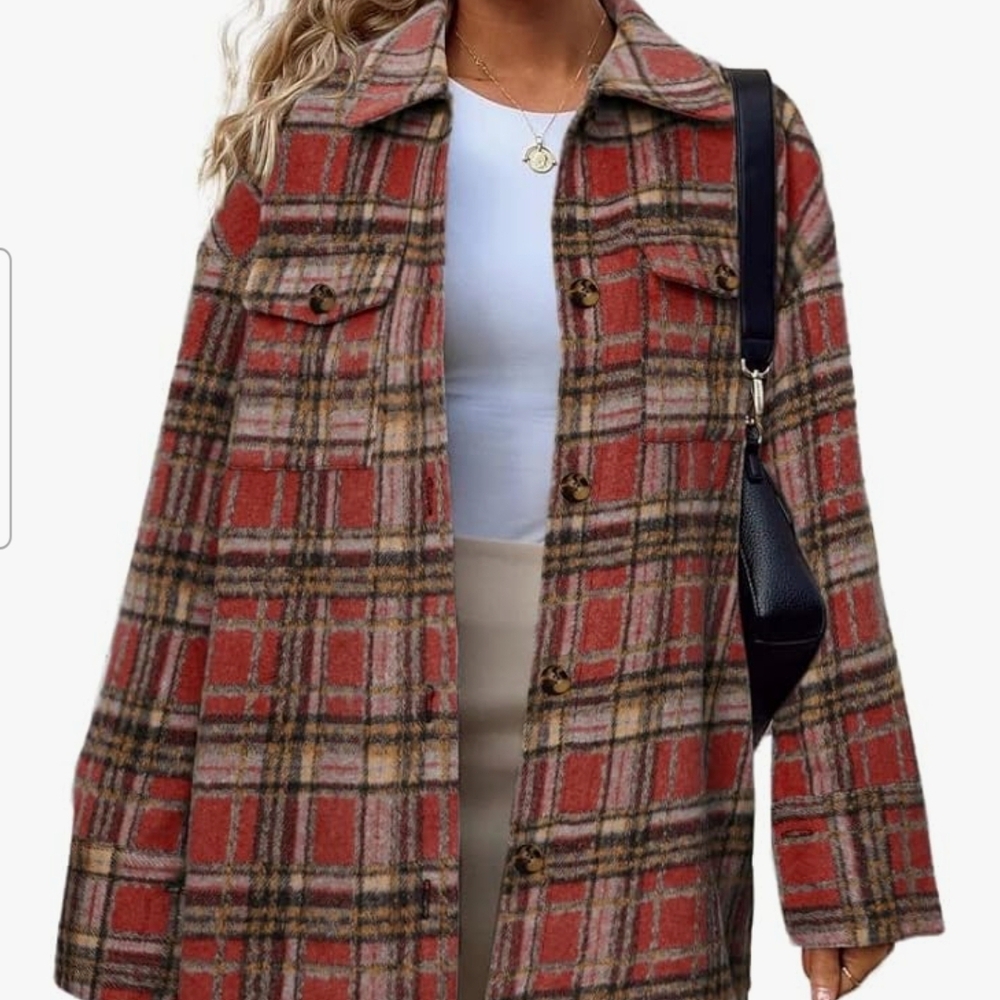 Simplee Apparel Red Plaid Utility Jacket
